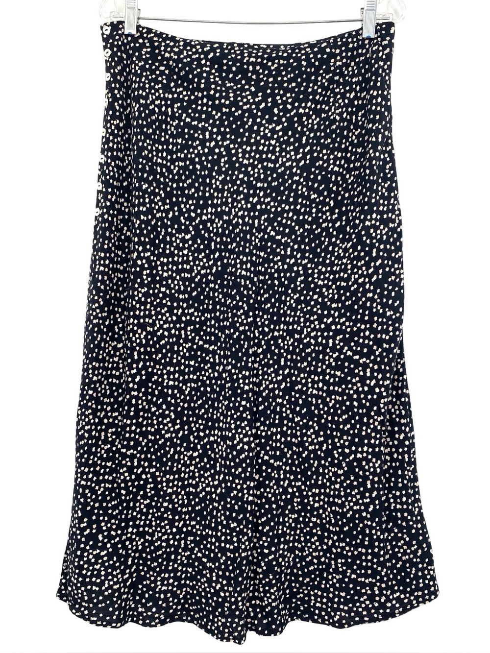 Leith Dot Pattern Flare Black Midi Skirt Size Large - Picture 9 of 9